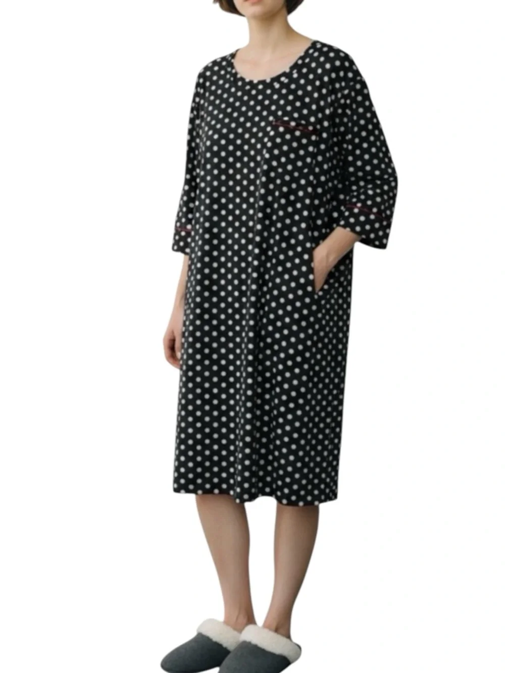 SOMA Polka Dot Night Dress in Black/White/Red Size Large— SUPER COMFORTABLE!!!